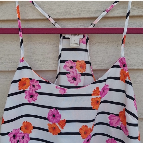 J Crew | Women’s Floral Racerback Tank Top Cami Blouse Shirt Size 2 - Picture 2 of 8